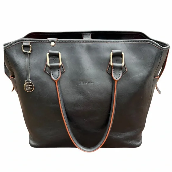 DOONEY & BOURKE Large Black Leather Computer Laptop Bag Shoulder Tote - Picture 16 of 17